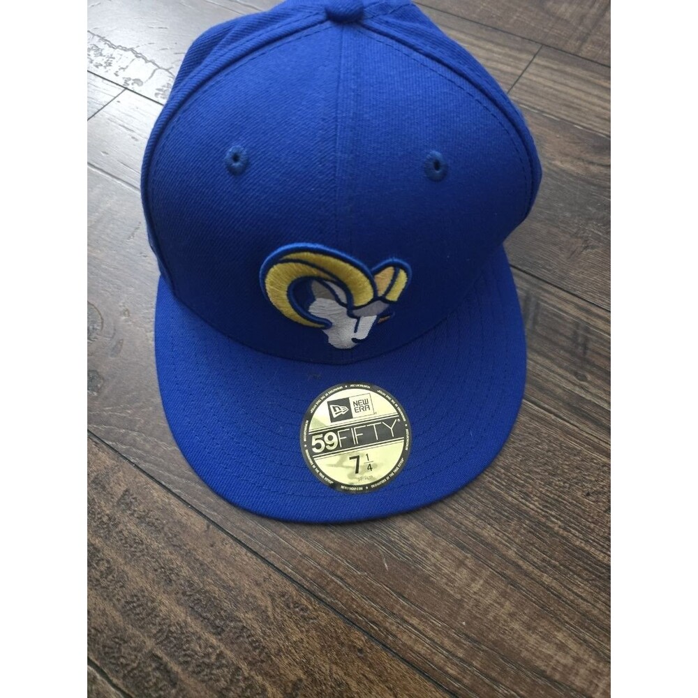 Los Angeles Rams New Era 59FIFTY Fitted Hat Size 7 1/4 Royal Blue NFL Gray Visor